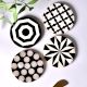 Handmade Black and White Round Resin Set of 4 Decorative Table Coasters